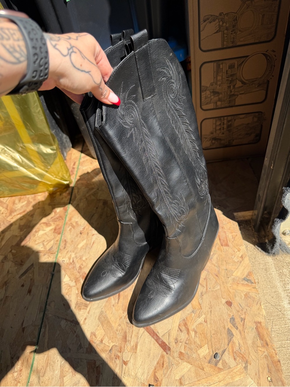 Ardene Black Tall Western Heeled Boots